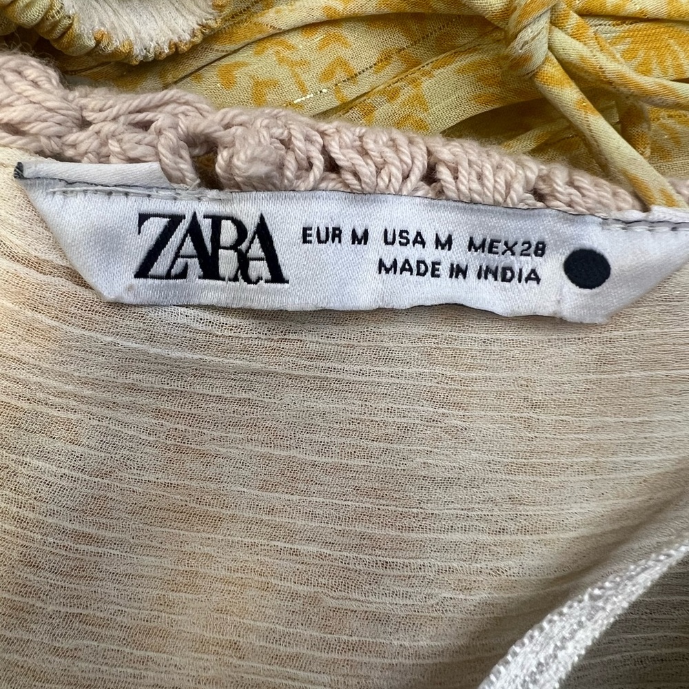Zara Yellow and Cream Crochet Dress - Picture 8 of 9
